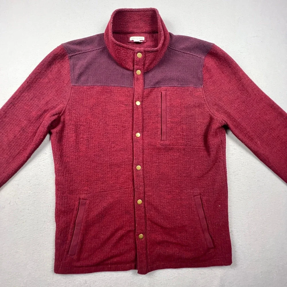 Carbon2Cobalt Shirt Jacket Mens XL Burgundy Snap Front Knit Waffle Yoke Outdoor